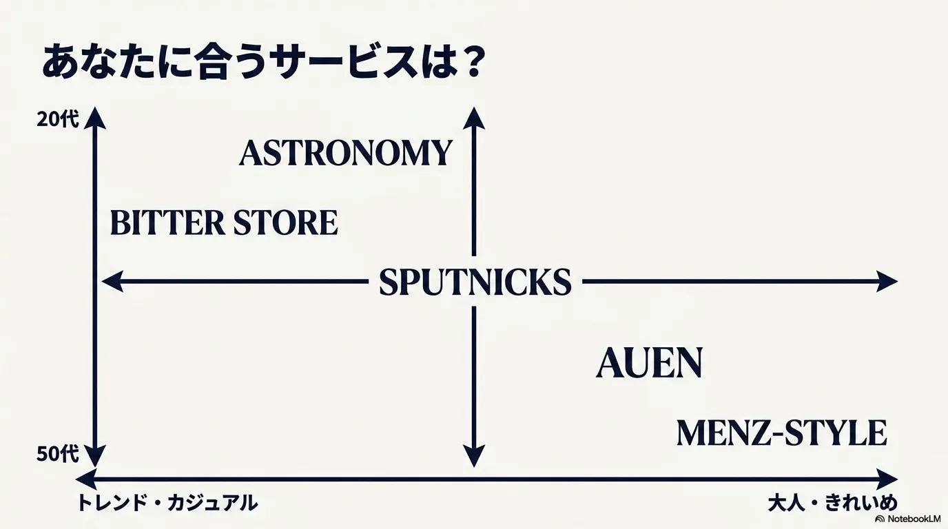 年代と系統別のおすすめマネキン買いサービス分布図