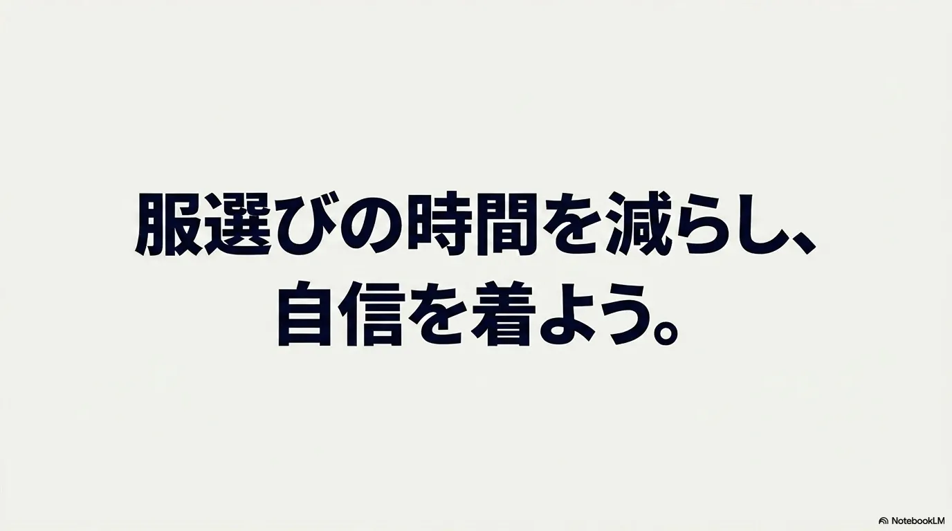 服選びの時間を減らし、自信を着ようというマネキン買いのまとめメッセージ
