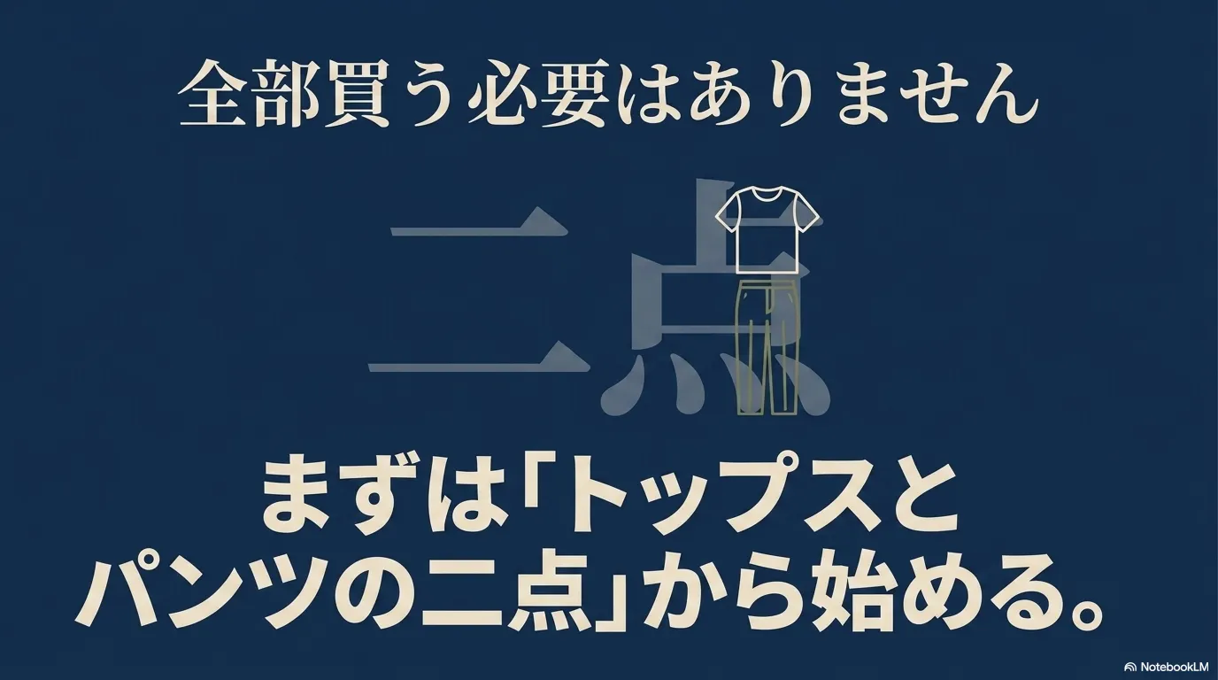 マネキン買いは全部買う必要はなく、まずはトップスとパンツの2点から始める
