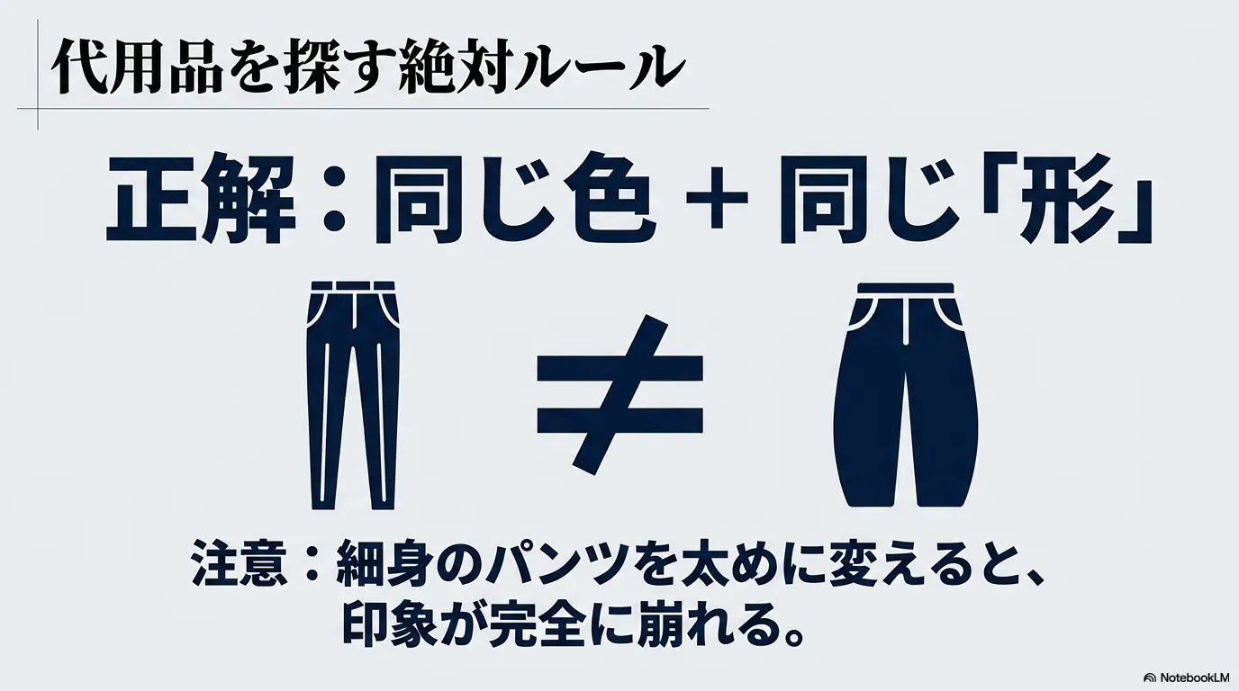 マネキン買いで代用品を探す絶対ルールは同じ色と形を選ぶこと