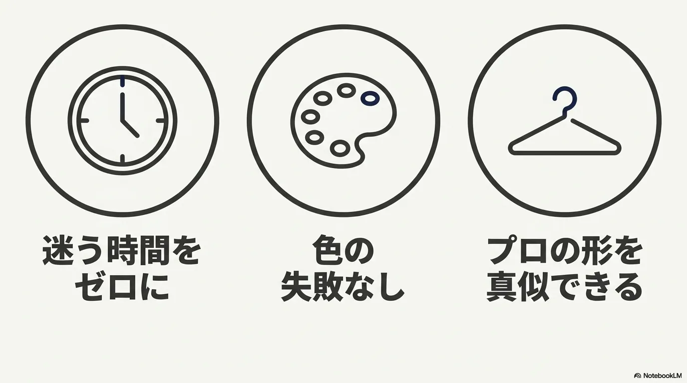 マネキン買いのメリット。服選びの迷う時間をゼロにし、色の失敗を防ぎ、プロのシルエットを真似できるコツ。
