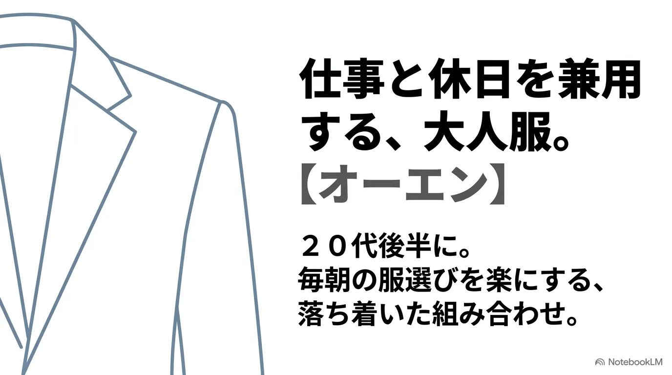 仕事と休日を兼用できる落ち着いた大人服を提案するAUENのコーディネート