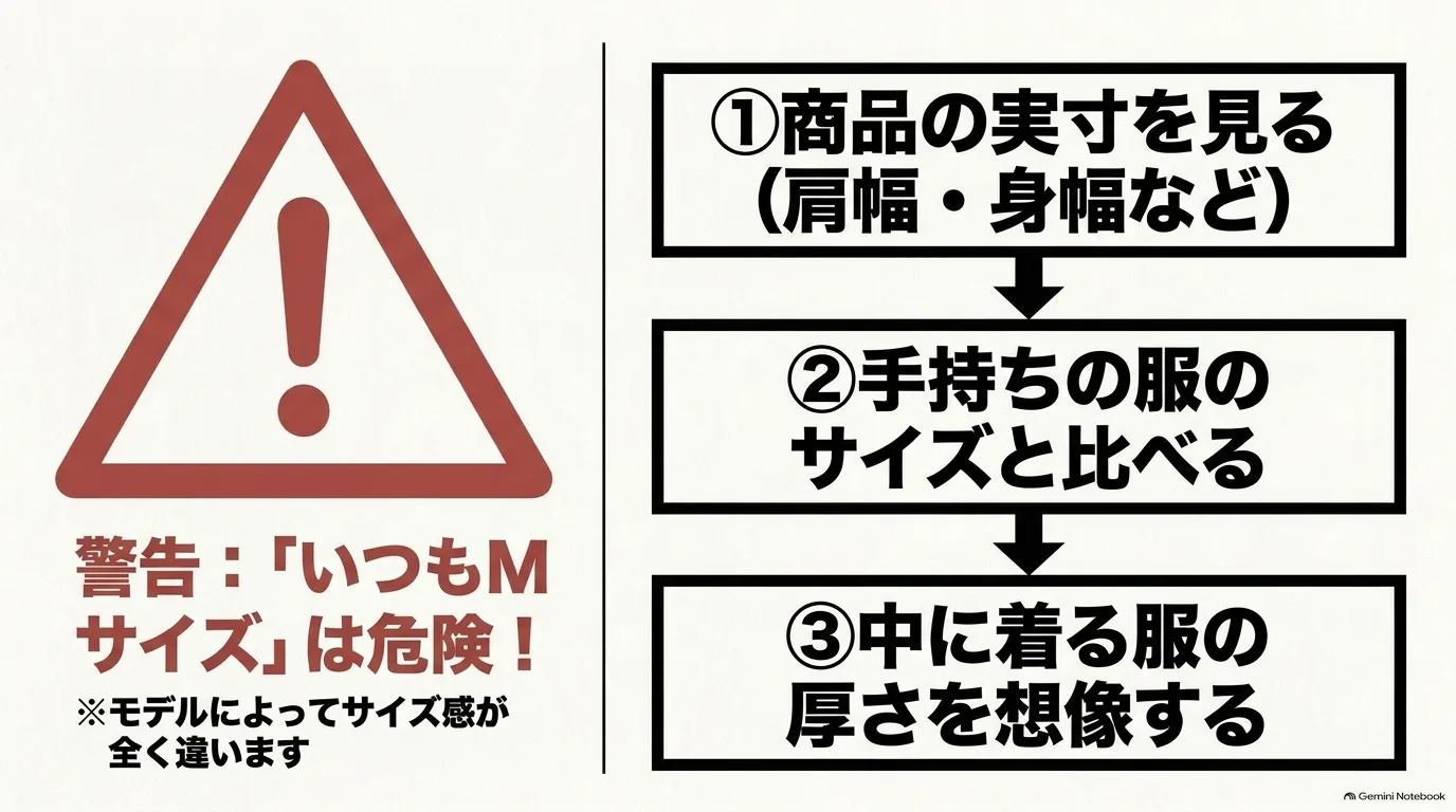 ダントンのサイズ選びは商品の実寸確認・手持ちの服との比較・中に着る服の厚さを考えることが重要